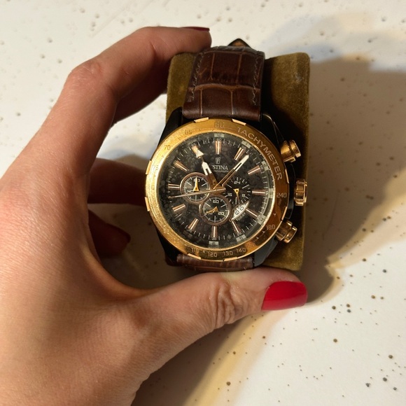 Tina Gold and Brown Chronograph Watch - Picture 5 of 6